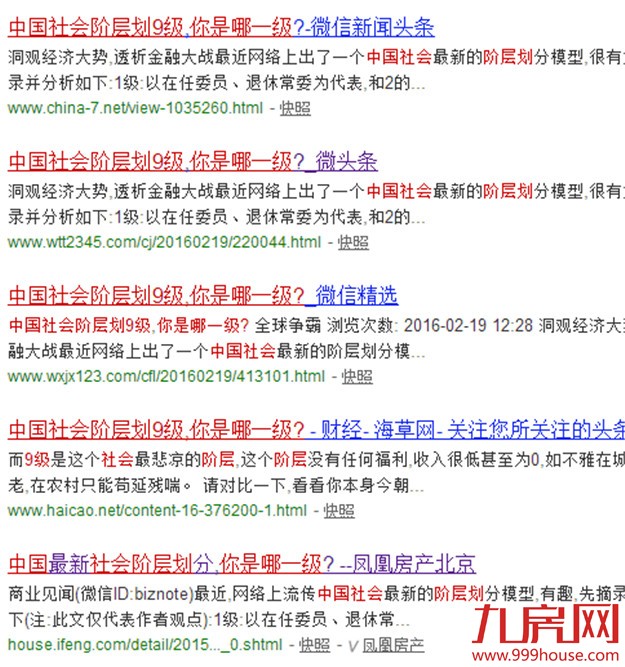 中国社会阶层划9级，你是哪一级？——九房网