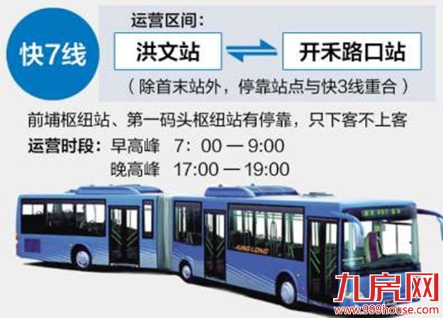 BRT快7线下周一开通 只在早晚高峰时段运营——九房网