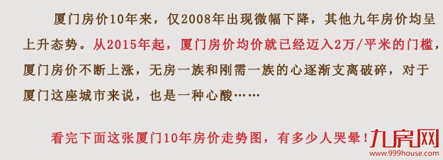 惊吓！厦门上半年房价涨的有多猛？——九房网