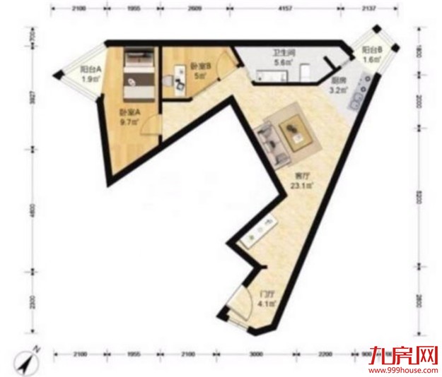 上海网红“跑道房”出售 ：主卧到次卧需经过10米长过道——九房网