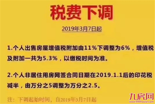 多城市下调住房交易税费，对楼市直接影响不大——九房网