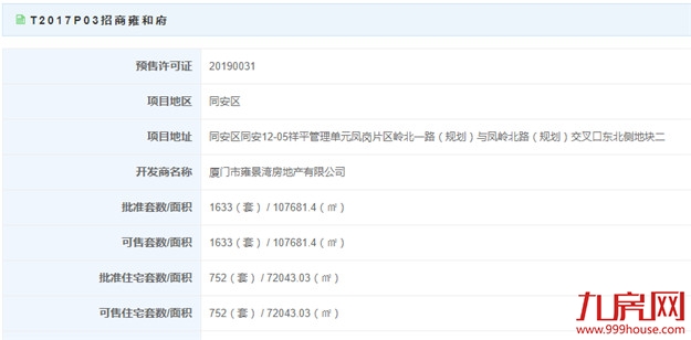 27660-40082元/㎡ 招商雍和府752套住宅获批预售——九房网
