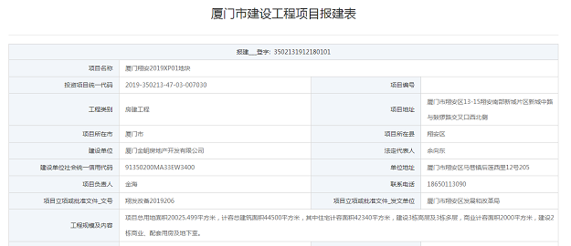 翔安金地2019XP01地块报建，拟建3栋高层、3栋多层——九房网