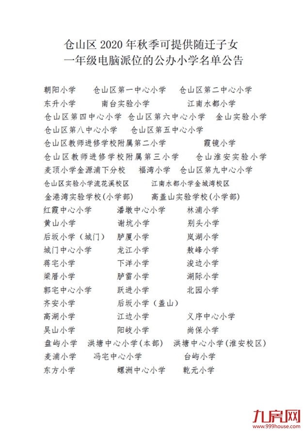 最新!仓山区2020年义务教育招生办法及小学划片范围发布!——九房网 最新!仓山区2020年义务教育招生办法及小学划片范围发布!——九房网