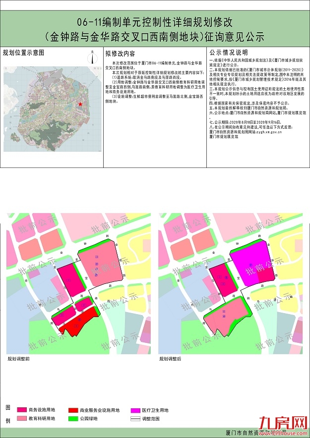 规划有变! 湖里一教育科研用地、医疗卫生用地调整——九房网