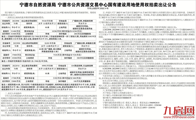 土拍预告!11月11日宁德将公开拍卖3宗优质地块——九房网 土拍预告!11月11日宁德将公开拍卖3宗优质地块——九房网