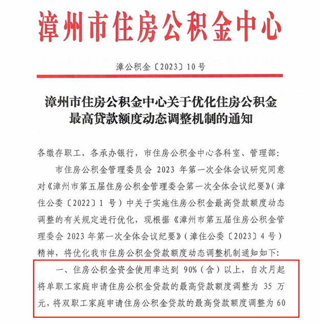 重磅！事关漳州公积金！这种情况，最高贷款额度将下调！——九房网